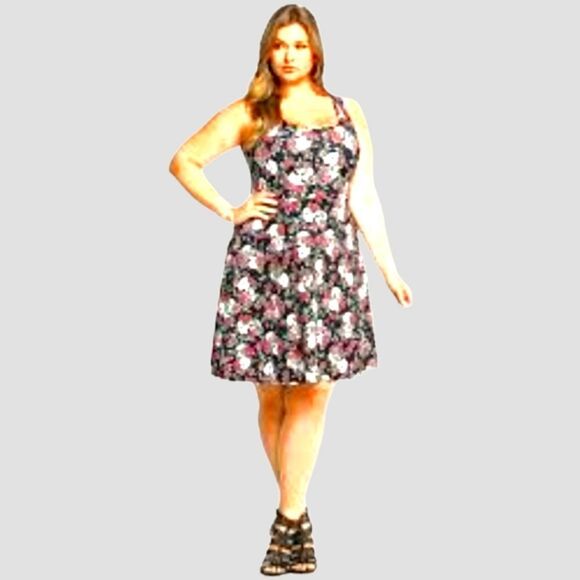 TORRID Plus Size Women's Rose/ Skull Skater Midi dress 2X - Picture 2 of 16